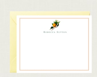 Personalized Orange Stationery | Personalized Orange Stationary | Botanical Note Cards | Orange Notecards | Citrus Thank You Cards AS-1608