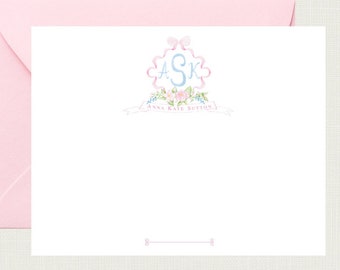 Monogrammed Stationary Kids | Note Cards for Girls | Stationary for Girls | Girls Stationery | Monogrammed Girl Gifts | Girl Note 5010 FLATS