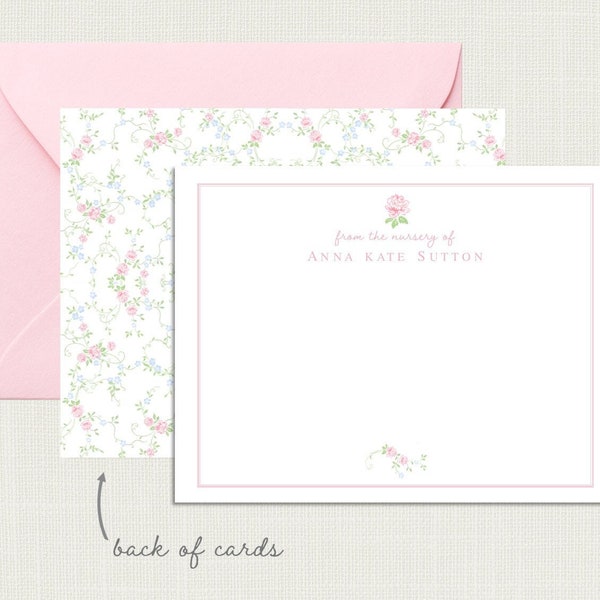 Personalized Floral From the Nursery of Cards | Floral Notes | Floral Stationery | Stationary | Baby Girl Thank You | Floral Baby Shower