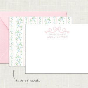 Personalized Floral Baby Shower Thank You Cards Bow Baby Shower From the Nursery of Stationary for Baby Girl Stationery for Girls image 1