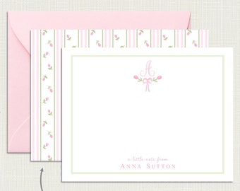 Personalized Floral Thank You Cards | Stationery for Girls | Stationary for Baby Girl | Monogram Note Cards  | Flower Notecards