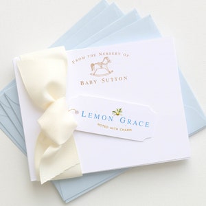 Rocking Horse Baby Shower Thank You Cards | From the Nursery of Note Cards | Personalized Baby Shower Thank You Cards Baby Boy Gift BS-3103
