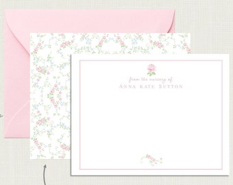 Personalized Floral From the Nursery of Cards | Floral Notes | Floral Stationery | Stationary | Baby Girl Thank You | Floral Baby Shower