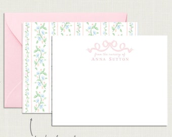 Personalized Floral Baby Shower Thank You Cards | Bow Baby Shower | From the Nursery of Stationary for Baby Girl | Stationery for Girls