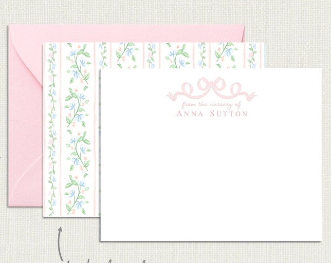 Pink Gingham Bow Baby Girl Stationery - Etsy