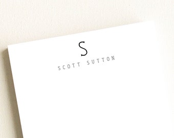May include: White notepad with a black letter "S" and the text "SCOTT SUTTON" at the top.