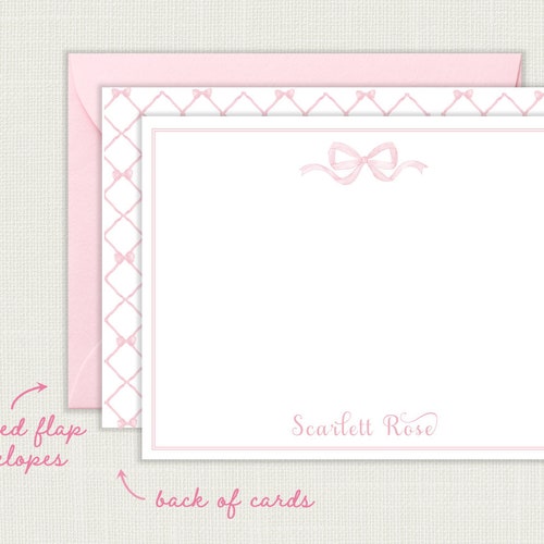 Personalized Floral Baby Shower Thank You Cards Bow Baby Etsy