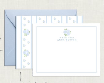 Personalized Floral Hydrangea Stationery | Hydrangea Note Cards | Flower Stationary | Blue Hydrangea Notecards | Hydrangea Gifts