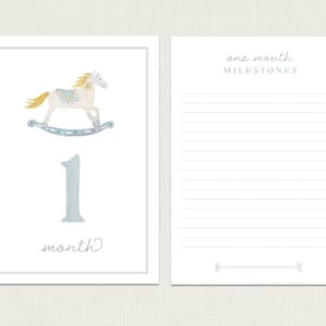 Rocking Horse Baby Milestone Cards | Baby Monthly Milestone Cards | Baby Milestone Picture Cards | Lemon Grace Baby Cards | Newborn Gift