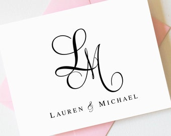 Monogram Wedding Thank You Cards | Personalized Wedding Gift Idea | Personalized Thank You Cards | Mr and Mrs Note Cards  AS-1901-FOLD