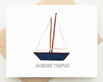 Sailboat Stationery | Sailboat Stationary | Sailboat Baby Shower | Nautical Baby Shower | Nautical Notecards | Sailboat KS-4242 FOLD