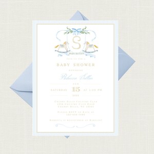 Vintage Rocking Horse Baby Shower Invitations | Rocking Horse Monogram Baby Shower Invitations | Gender Neutral Baby Shower Invitations