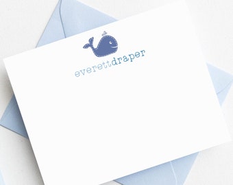 Personalized Stationery Set for Boys | Nautical Stationary | Baby Boy Gift | Whale Baby Shower Nautical | Childrens Stationary KS-4236
