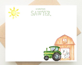 Personalized Tractor Note Cards | Tractor Thank You Cards | Tractor Baby Shower Thank You Cards | Tractor Birthday Thank You Cards KS-4233