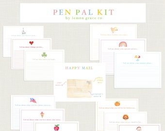 Monthly Pen Pal Kit for Kids | Pen Pal Set | Pen Pal Letters | Snail Mail | Letter Writing Kit for Kids | Pen Pal Letter Writing