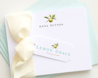 Personalized Stationery | Personalized Stationary | Botanical Note Cards | Lemon Notecards | Corporate Gifts | Thank You Cards AS-1601