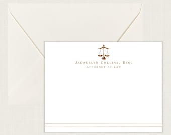 Personalized Lawyer Stationery | Personalized Lawyer Stationary Cards | Scales of Justice Monogram Stationary | Attorney Gifts