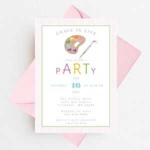 Art Birthday Party Invitation | Art Birthday Invitation | Painting Birthday Party Invitation | Painting Birthday Party Invite | Paint Party