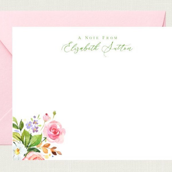 Personalized Floral Stationery | Floral Stationary | Floral Notes | Floral Note Cards | Floral Gifts for Women | Floral Note Cards