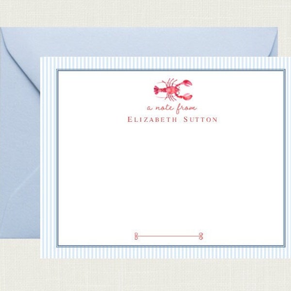 Personalized Red Lobster Stationery | Lobster Stationary | Lobster Note Cards | New England Gifts | New England Note Cards | Nautical Gift