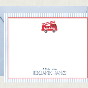 Personalized Firetruck Birthday Thank You Cards | Fire Truck Thank You Notes | Fireman Birthday | Firefighter Birthday Stationery KS-4203