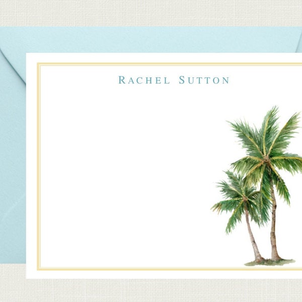 Personalized Beach Thank You Cards  | Palm Tree Stationary | Palm Tree Stationery | Beach Note cards | Personalized Vacation Gift AS-1620