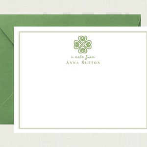 Personalized Four Leaf Clover Stationary | Celtic Stationery | Irish Note Cards | St. Patrick&#39;s Day Gifts | Notecards | Irish Gifts