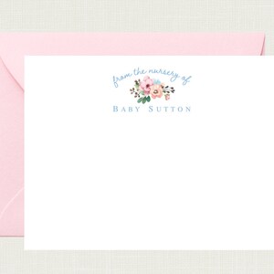 Floral Baby Shower Thank You Cards Girl | Floral Baby Thank You Cards | Floral Baby Shower Gift Girl | Floral Baby Note Cards BS-3128