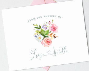 Floral Baby Shower Thank You Cards Girl | Floral Baby Thank You Cards | Floral Baby Shower Gift Girl | Floral Baby Note Cards  BS-3202 FOLD