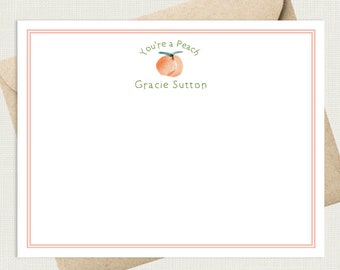 Personalized Peach Stationary | Peach Stationery | You're a Peach Birthday Thank You Notes | Peach Note Cards | Peach Gifts KS-4011