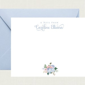 Personalized Floral Stationery | Personalized Stationary | Hydrangea Stationary | Hydrangea Notecards | Hydrangea Gifts  Blue Pink AS-1636-A