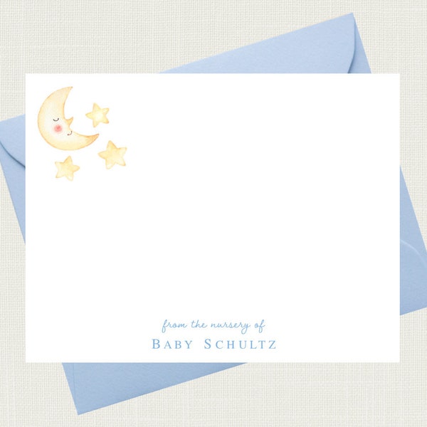 Moon and Stars Baby Shower Thank You Cards | Stars and Moon Baby Shower Thank You Notes | Star and Moon Baby Shower Thank You Cards BS-3143