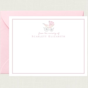 Personalized Baby Shower Thank You Cards for Girls | Baby Thank You Cards for Boys | Baby Stationery | Baby Stationary | Carriage BS-3110
