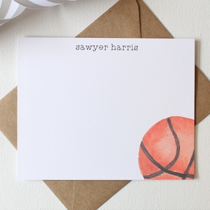 Personalized Stationery Set for Boys | Basketball Birthday Party | Basketball Thank You Cards | Basketball Baby Shower | Basketball KS-4218