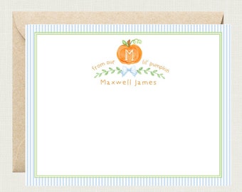 Personalized Pumpkin Baby Shower Thank You Cards | Our Lil Pumpkin Thank You Notes | Fall Baby Shower Thank You Cards | Lemon Grace BS-3144