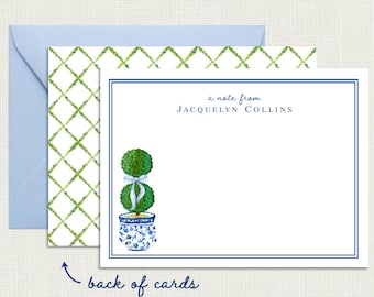 Personalized Ginger Jar Stationery | Chinoiserie Note Cards | Chinoiserie Stationery | Topiary Stationary | Ginger Jar Note Card | AS-2301