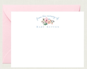 Floral Baby Shower Thank You Cards Girl | Floral Baby Thank You Cards | Floral Baby Shower Gift Girl | Floral Baby Note Cards BS-3128