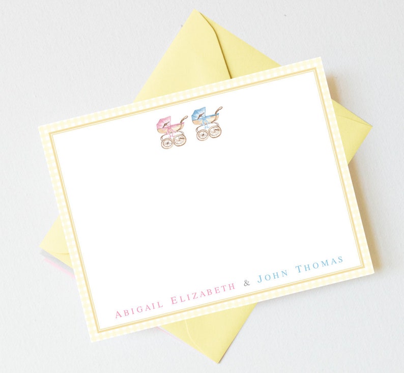 Twins Baby Shower Thank You Cards |Twins Nursery | Twins Birthday Thank You Cards | Boy Girl Twins Note Cards | Boy Girl Twins Thank BS-3111 image 1