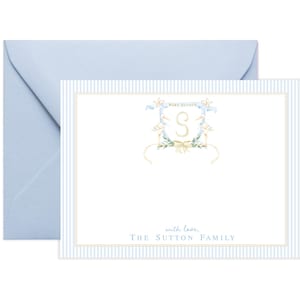 Stork Baby Shower Thank You Cards | Stork Baby Shower Note Cards | Monogram Baby Shower Thank You Cards | Gender Neutral Baby Gift 5001 FLAT