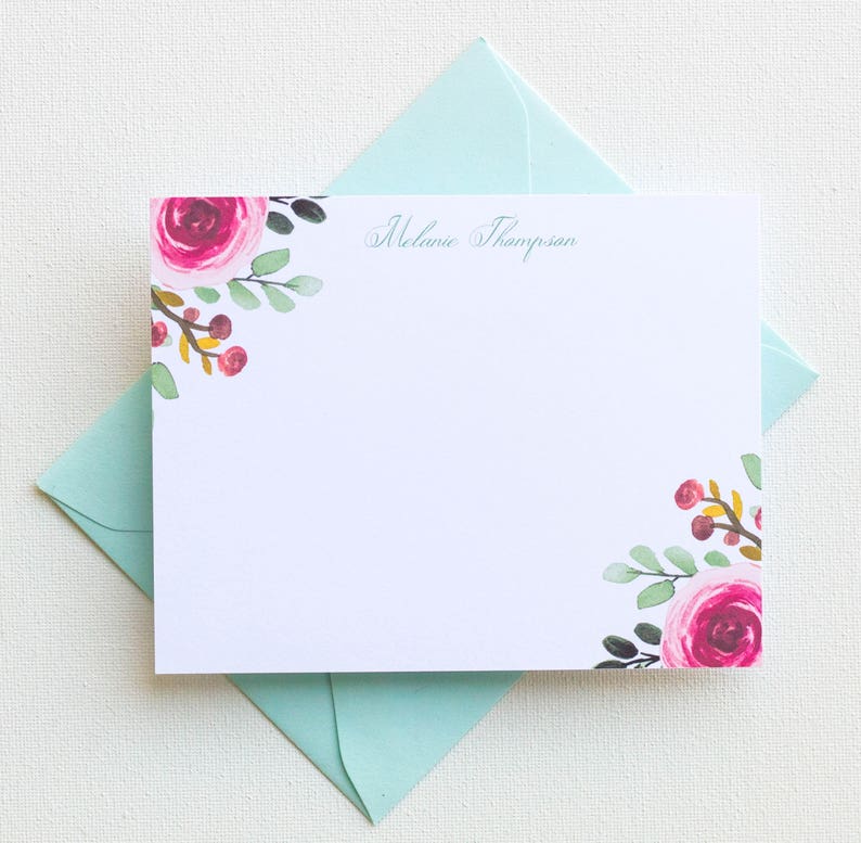 Personalized Floral Note Cards Personalized Stationery Etsy
