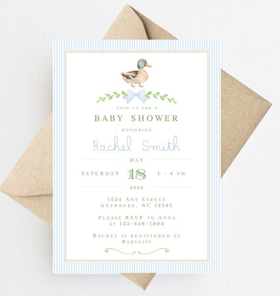 Mallard Duck Baby Shower Invitation | Mallard Duck Baby Shower Invitations | Hunting Baby Shower Invitations | Woodland Baby Shower