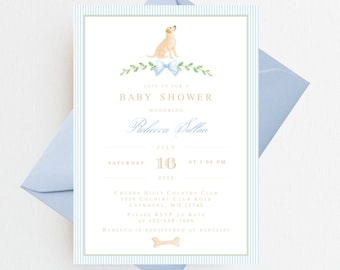 Dog Baby Shower Invitation | Lab Baby Shower Invitations | Baby Shower Invitation Boy | Gender Neutral Baby Shower Invitation