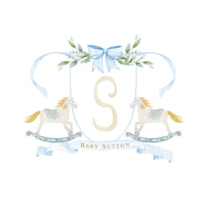 Custom Baby Crest Monogram Vintage Stork | Personalized Baby Shower Stork Monogram | Baby Shower Invitation ADD-ON