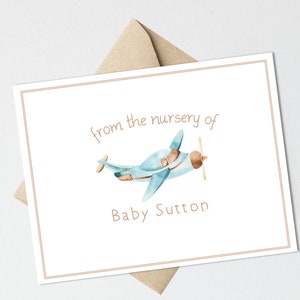 Airplane Baby Shower Thank You Cards | Airplane Baby Shower Thank You Notes | Plane Baby Shower | Transportation Baby Shower Boy