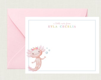 Axolotl Girls Stationery Set | Axolotl Gifts | Axolotl Birthday Thank You Cards | Girls Notecards | Rainbow Thank You Cards