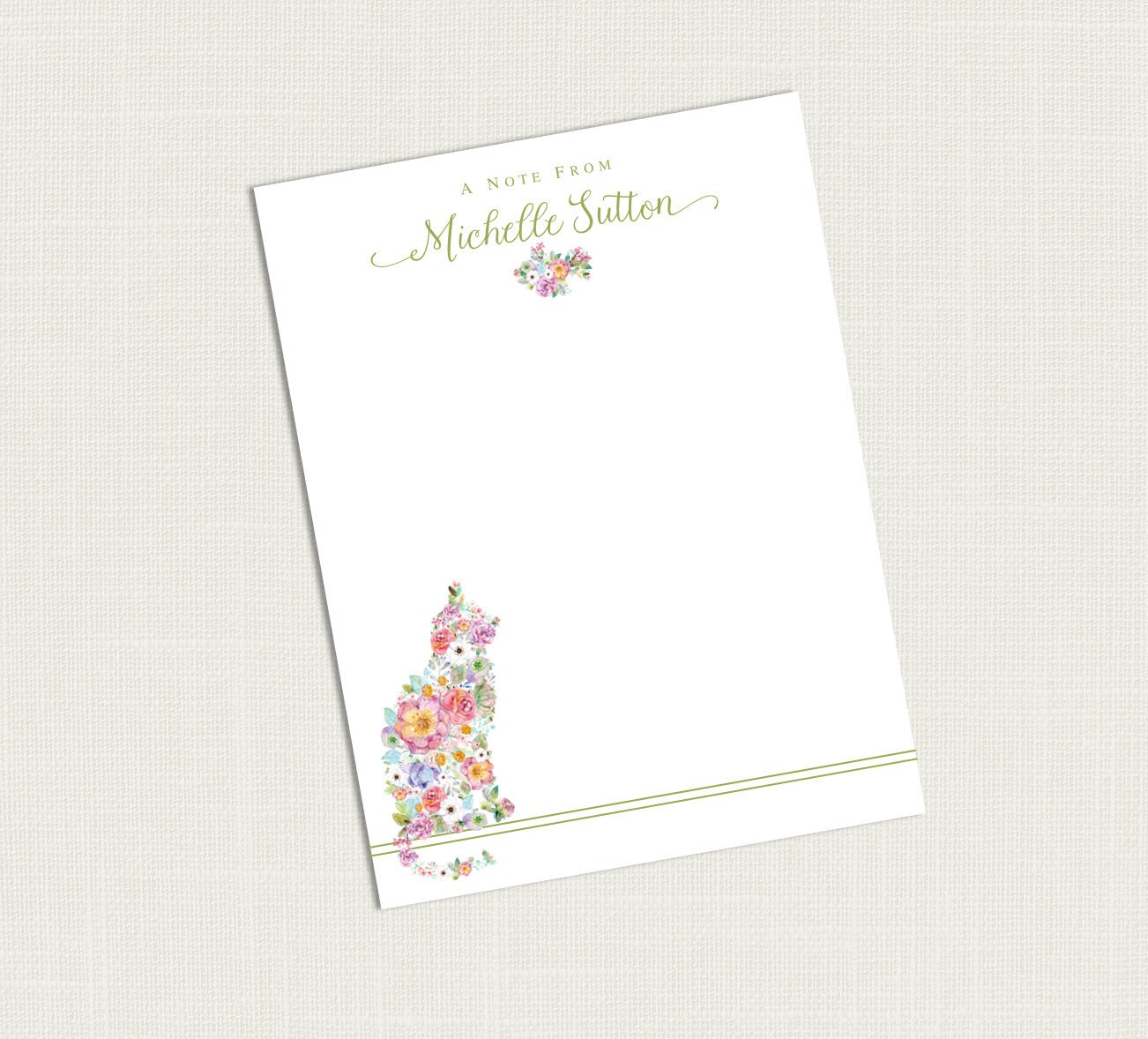 Personalized Cat Notepad | Cat Memo To Do List | Gift for Cat Lovers | Floral Cat Notes | Custom Memo Pad | Monogram Cat Gift