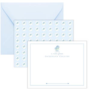 Personalized Grandmillennial Gifts Floral Hydrangea Stationery | Hydrangea Note Cards | Flower Stationary | Blue Hydrangea Notecards