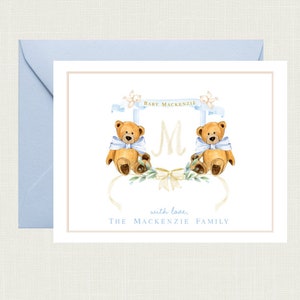 Teddy Bear Baby Shower Thank You Cards | Teddy Bear Thank You Notes | Bear Baby Shower Thank You Cards | Teddy Bear Baby Gift 5012 FOLD