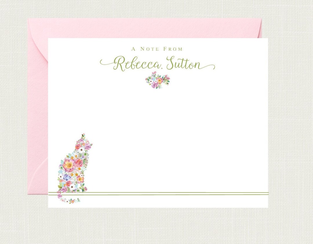 Personalized Cat Stationery | Personalized Kitty Stationary | Cat Note ...