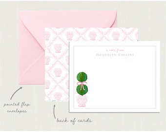 Personalized Ginger Jar Stationery | Pink Chinoiserie Note Cards | Chinoiserie Stationery | Topiary Stationary | Ginger Jar Note Cards